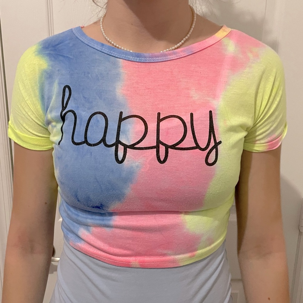 Happy tie-dye crop top
